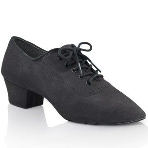 7W 7 WIDE Capezio‎ Womens BR74 Black Practice Cuban Ballroom Dance Shoes Heels